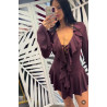 Vestido de licra fría con pantalón debajo